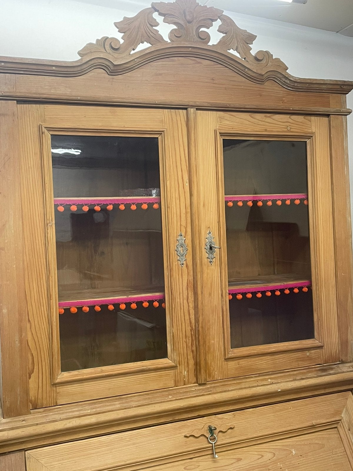 Mooi oud grenen bureau/ secretaire/ boekenkast, Huis en Inrichting, Ophalen, Gebruikt