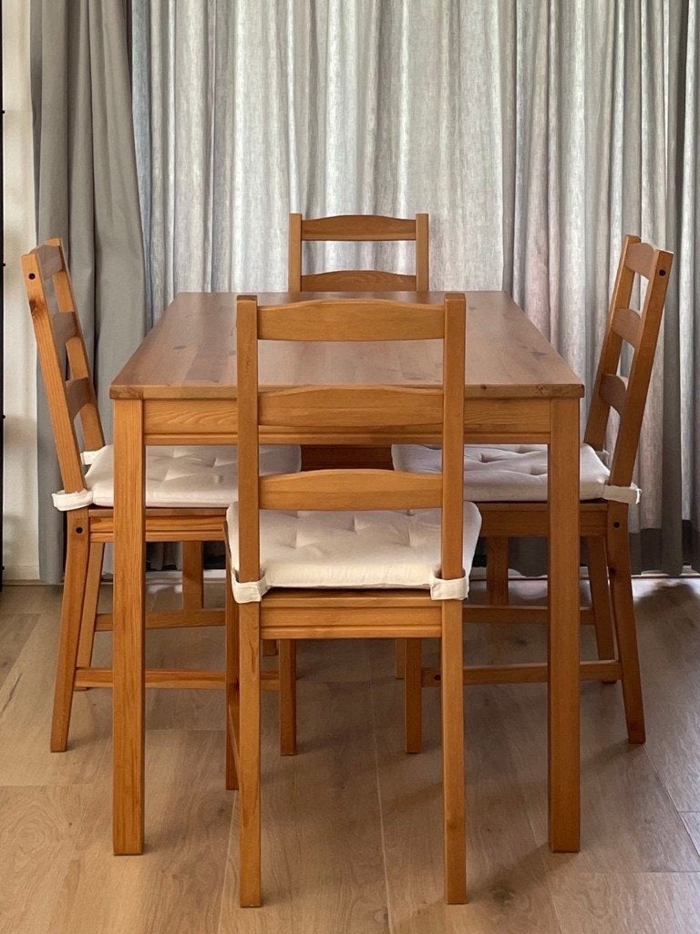 IKEA JOKKMOKK tafel + 4 stoelen, Ophalen, Gebruikt, 100 tot 150 cm, 50 tot 100 cm