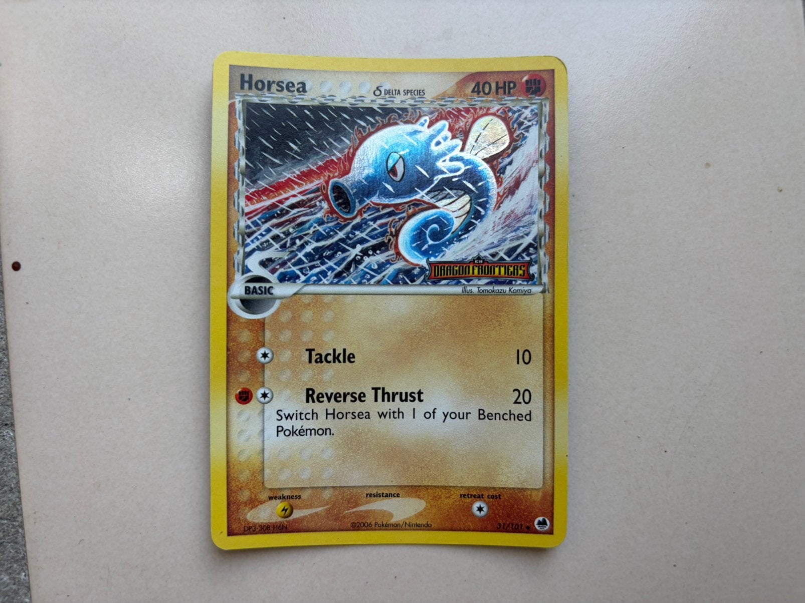Horsea Reverse #31 ex Dragon Frontiers, Ophalen of Verzenden, Zo goed als nieuw, Losse kaart, Foil