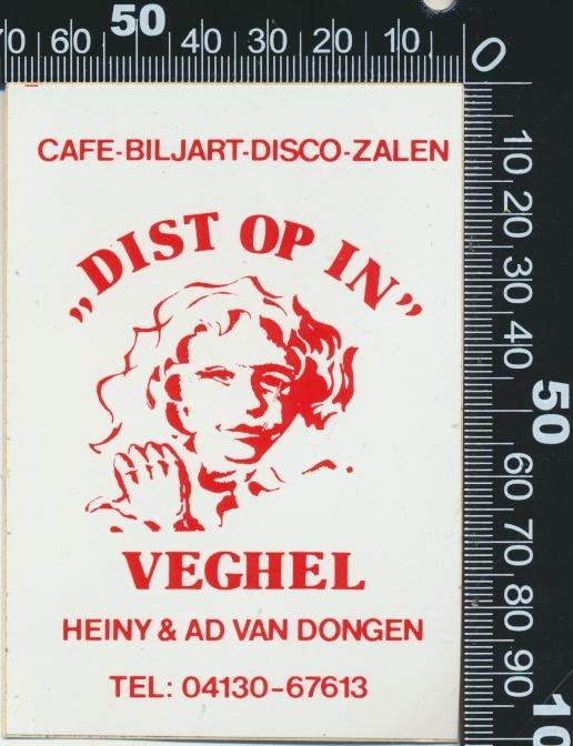Sticker: Cafe Biljart Disco Zalen Dist op in - Veghel, Ophalen of Verzenden, Zo goed als nieuw, Bedrijf of Vereniging