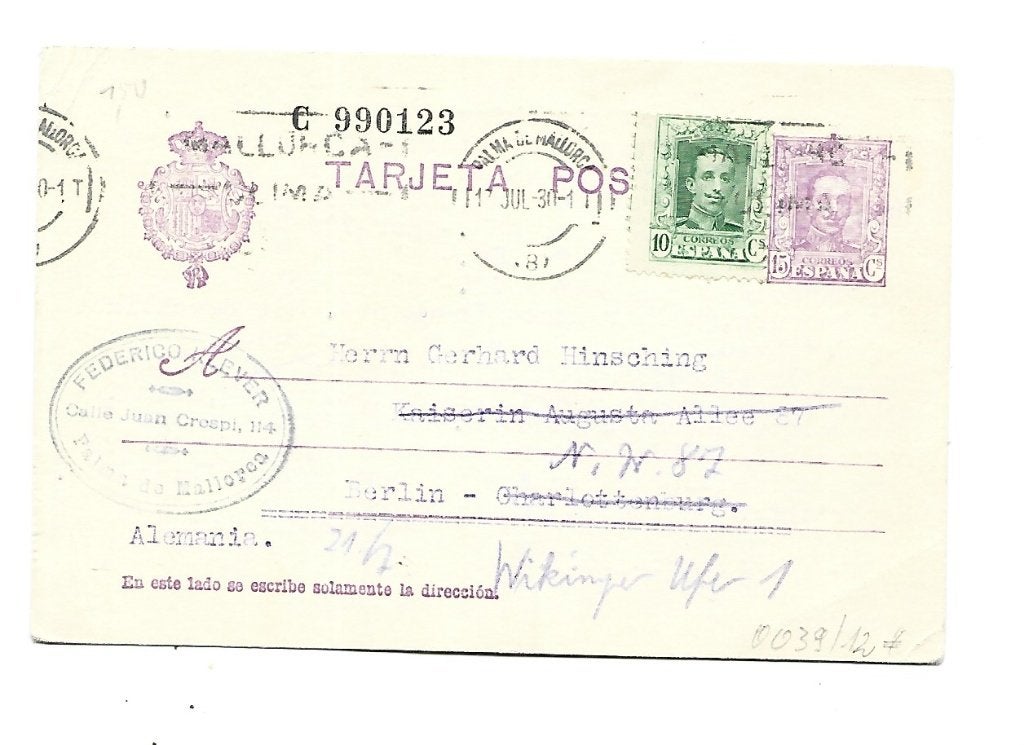 Spanje -43, Verzenden, Briefkaart