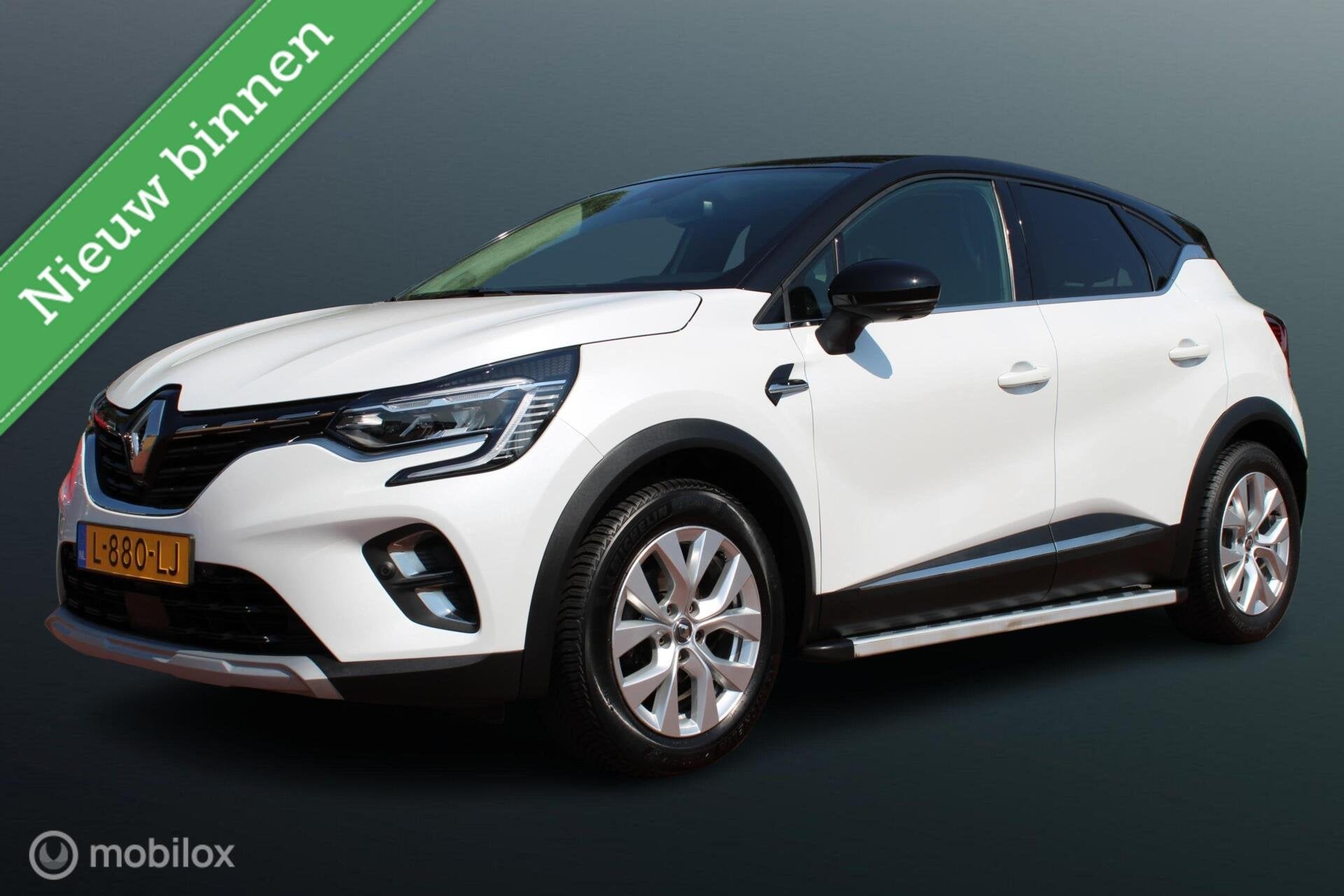 Renault Captur 1.0 TCe 90 Intens, Wit metallic, Zwart dak, D, Voorwielaandrijving, Stof, Gebruikt, Wit