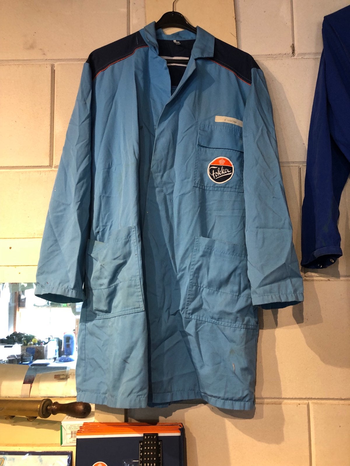 Vintage Fokker Monteursjas - Werkjas - Blauw, Kleding | Heren, Ophalen of Verzenden, Gedragen