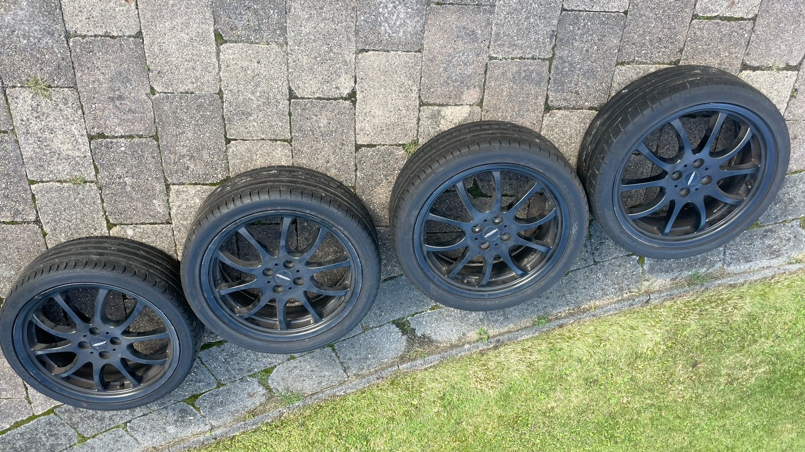 4 x 18” MINI John Cooper Works wielen zwart met banden, Auto-onderdelen, Ophalen, 18 inch, Gebruikt, Banden en Velgen