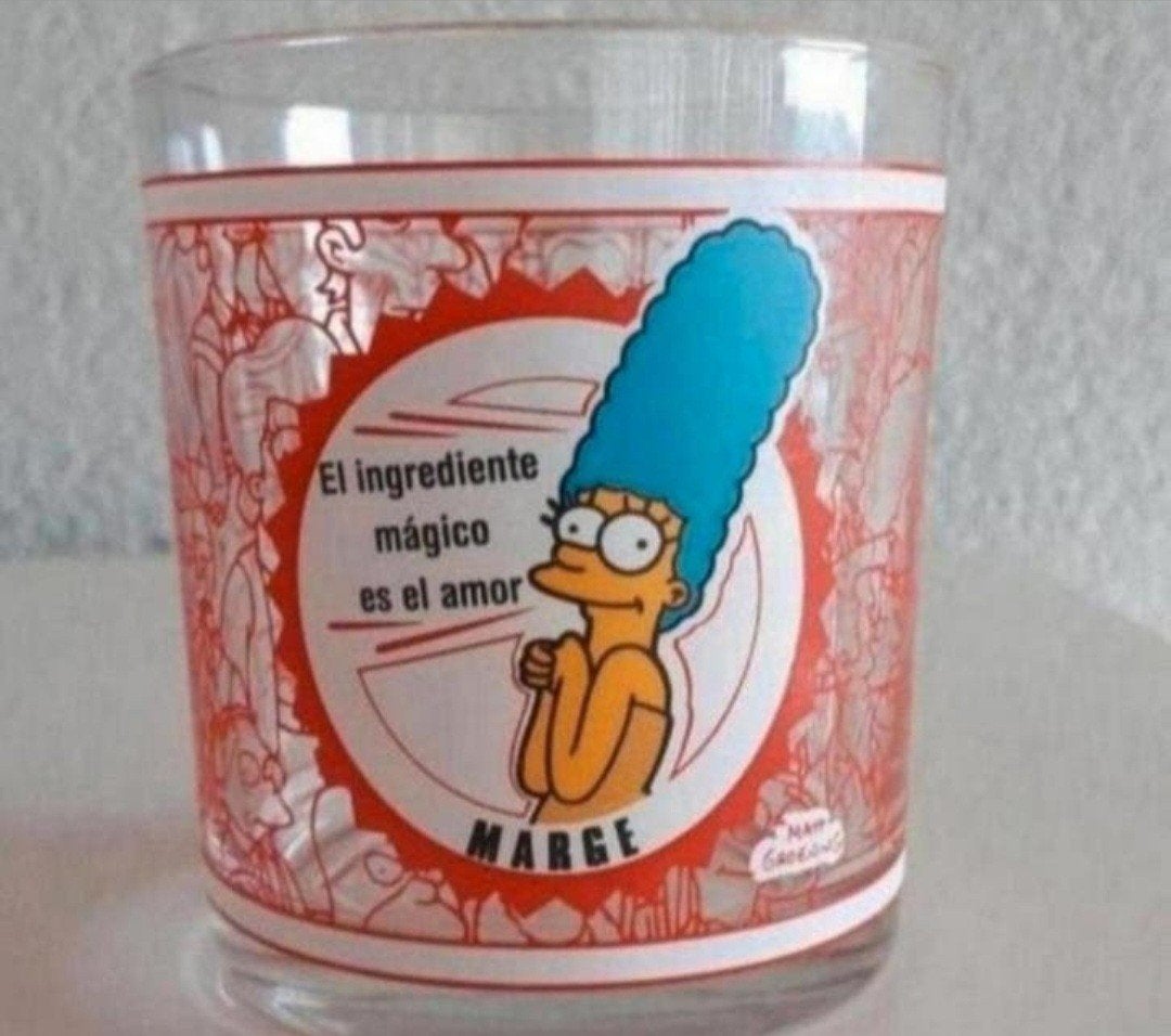 Glas Nutella Marge ( the Simpsons ), Ophalen of Verzenden, Zo goed als nieuw, Frisdrankglas