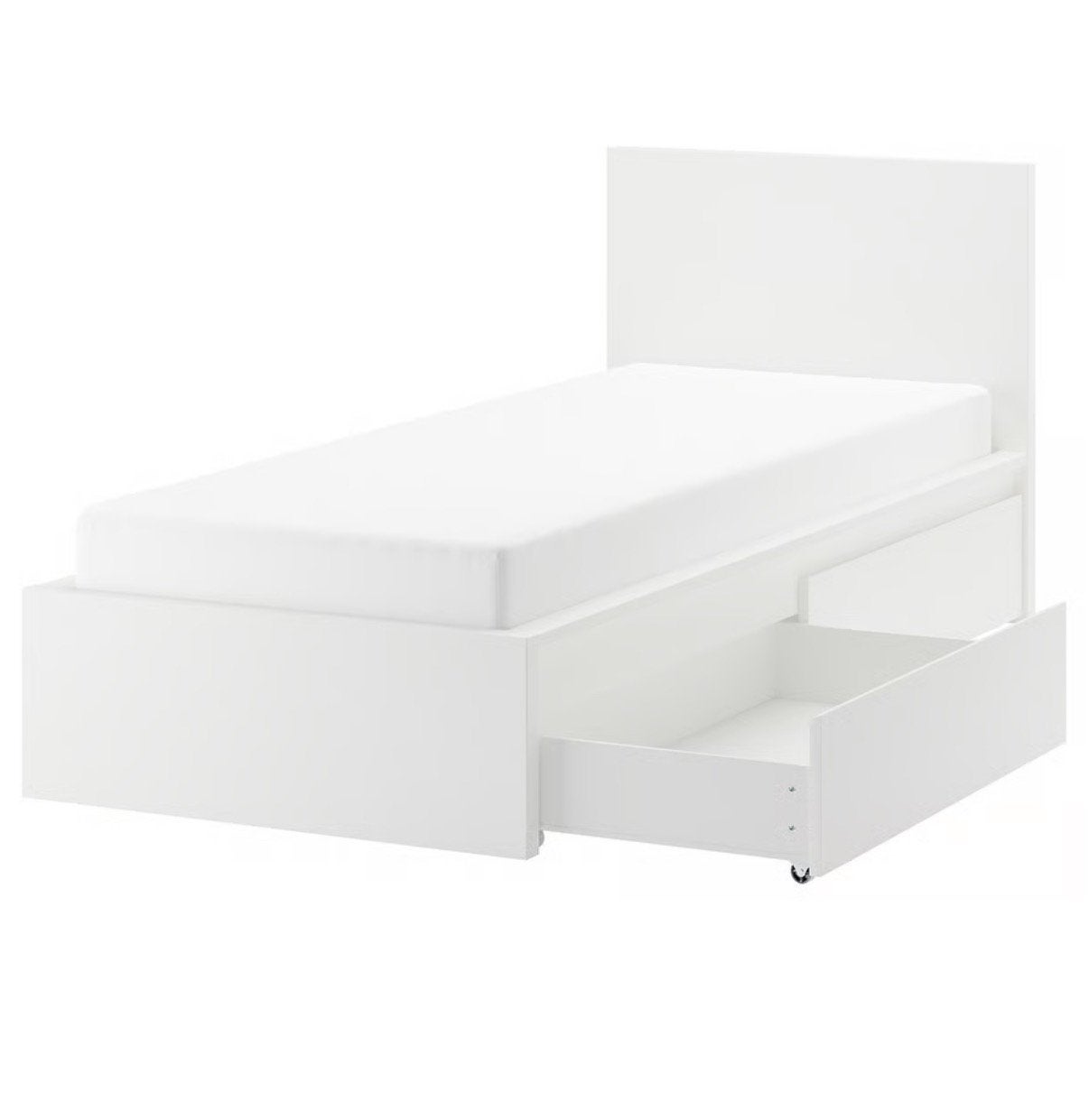 IKEA MALM Bedonderstel, hoog, wit, 90x200 cm, Ophalen, Verstelbaar, 90 cm, Eenpersoons
