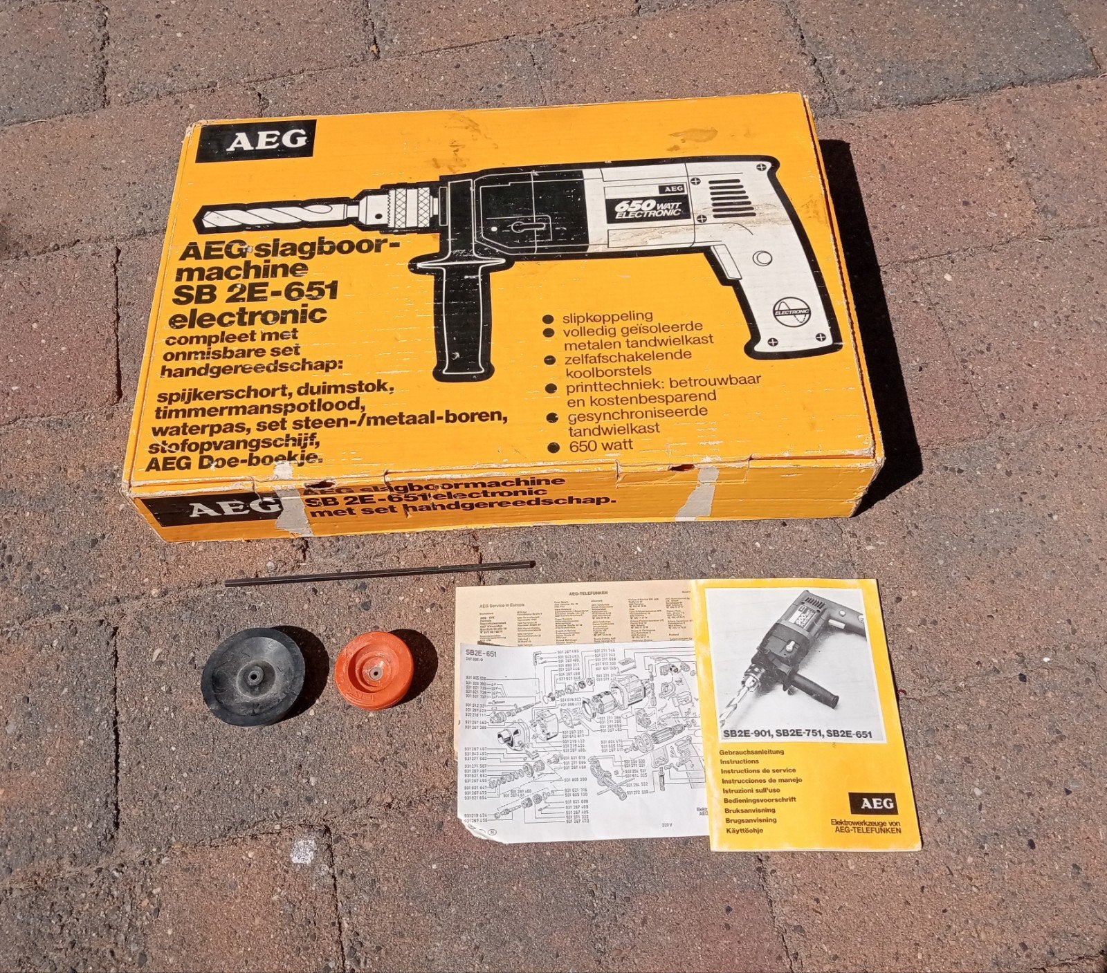 Vintage AEG slagboor machine SB 2E-651 (ALLEEN) DOOS, Ophalen of Verzenden, Gebruikt