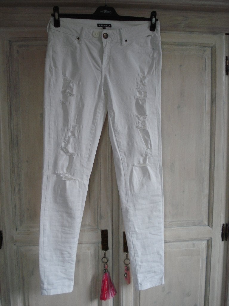 Dames spijkerbroek / jeans wit stretch - maat 40 - Superstar, Wit, Ophalen of Verzenden, Zo goed als nieuw, W30 - W32 (confectie 38/40)