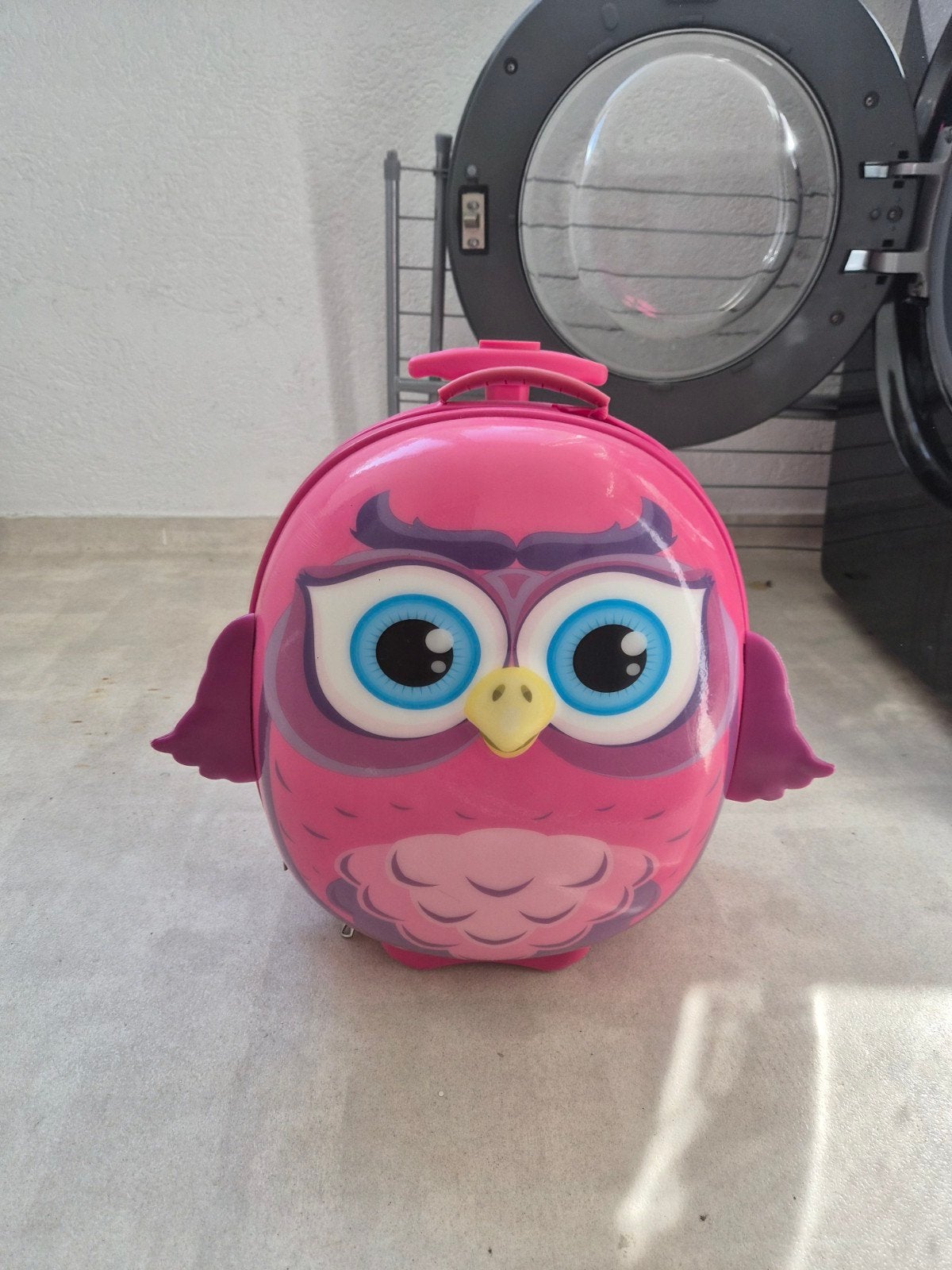 Roze Uil Kinderkoffer met Wieltjes en Rugzakfunctie, Ophalen, Wieltjes, Gebruikt, Minder dan 40 cm