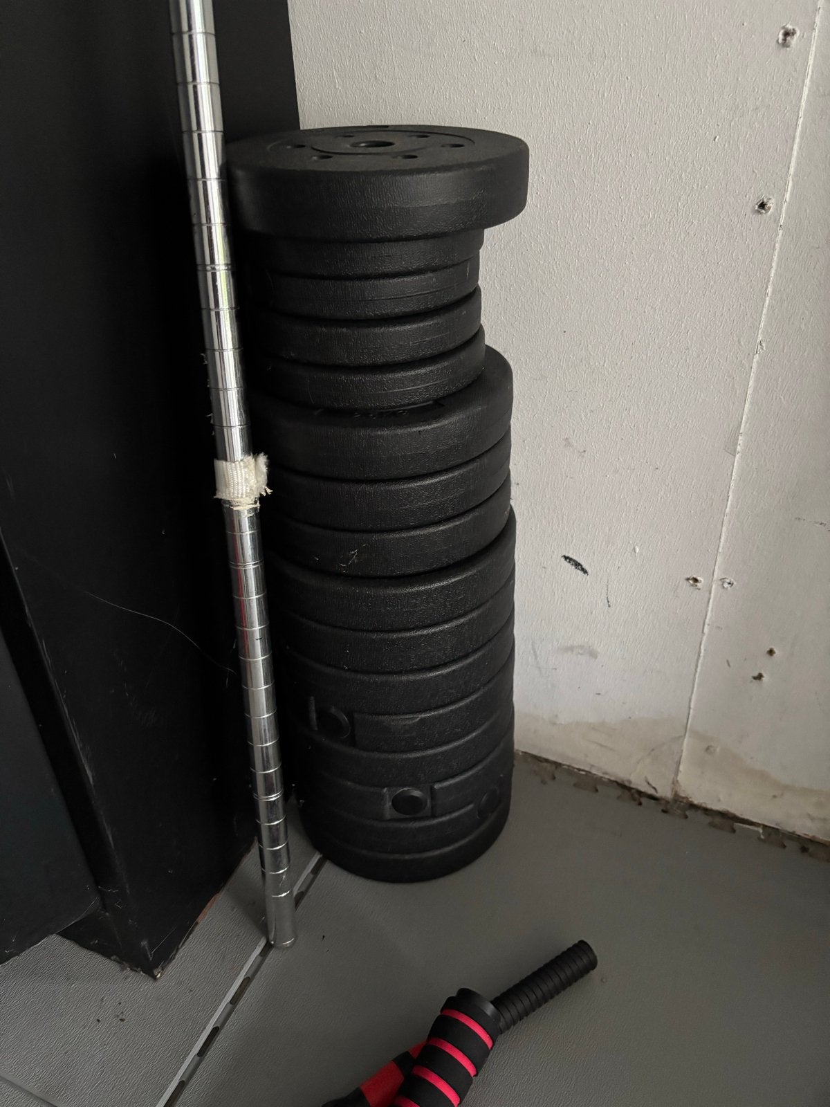 Dumbbell set met halterschijven en stangen, Ophalen, Gebruikt, Armen, Halterset