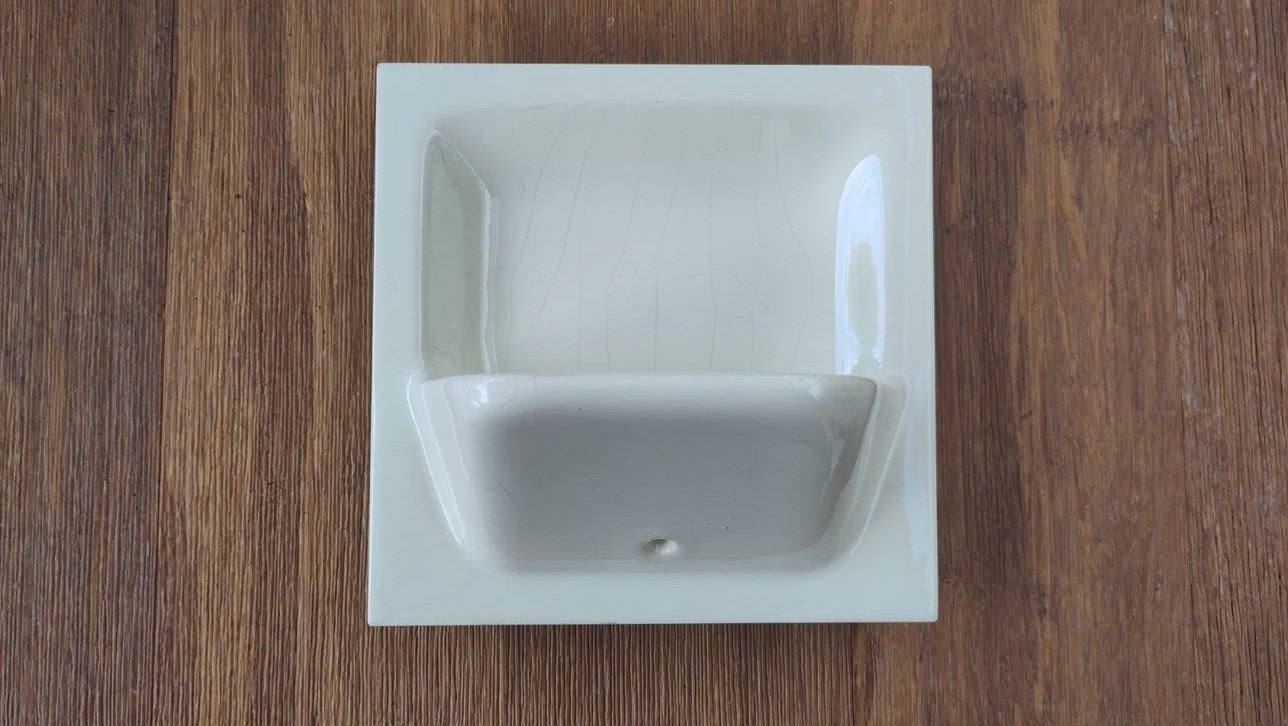 Vintage Mosa tegel zeepbakje - Crèmekleurig retro design, Gebruikt, Overige merken, Beige, Zeepdispenser/zeepbakje