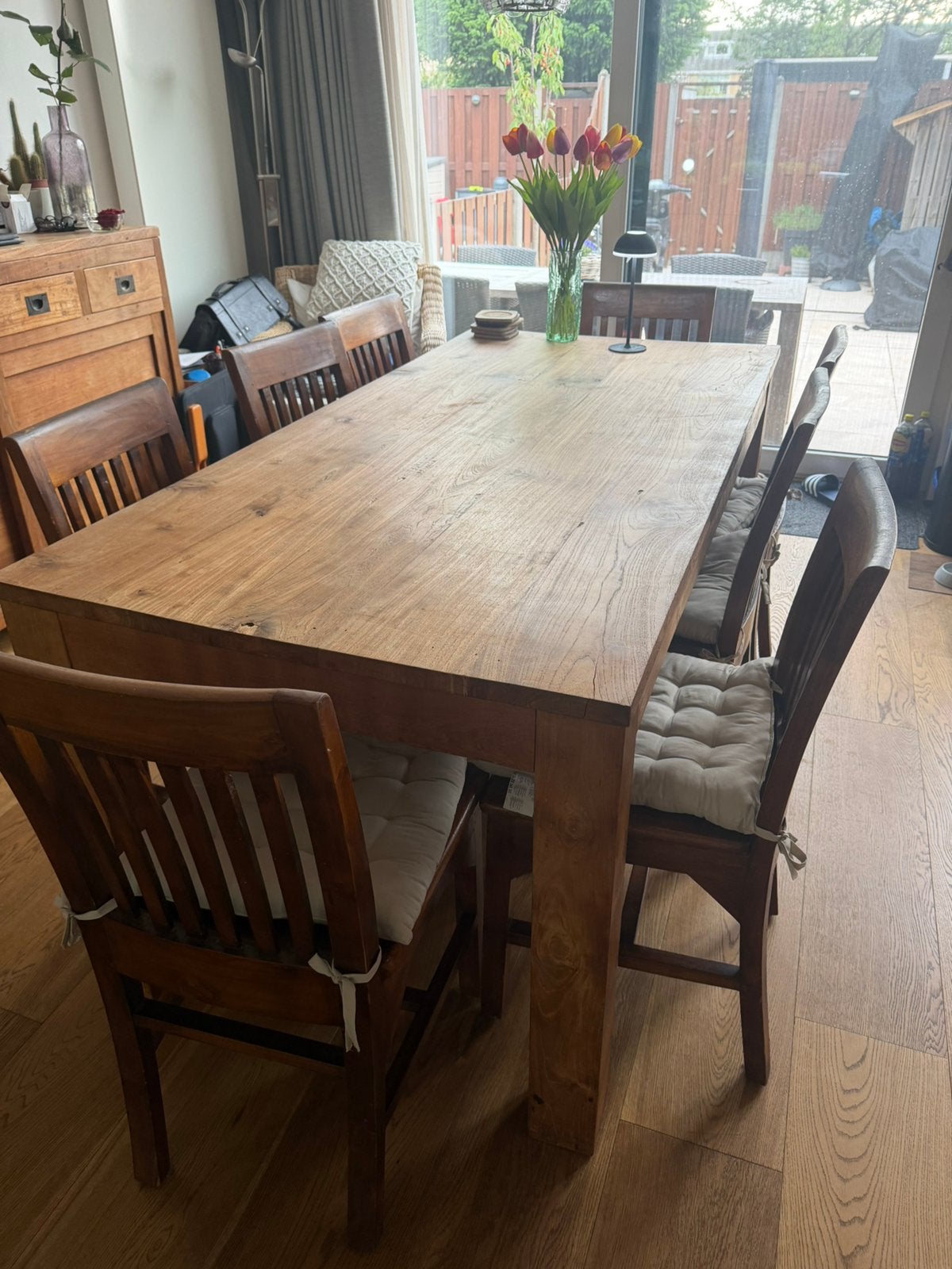Teak houten eetkamertafel, Huis en Inrichting, Tafels | Eettafels, Ophalen, Gebruikt, 150 tot 200 cm, Teakhout