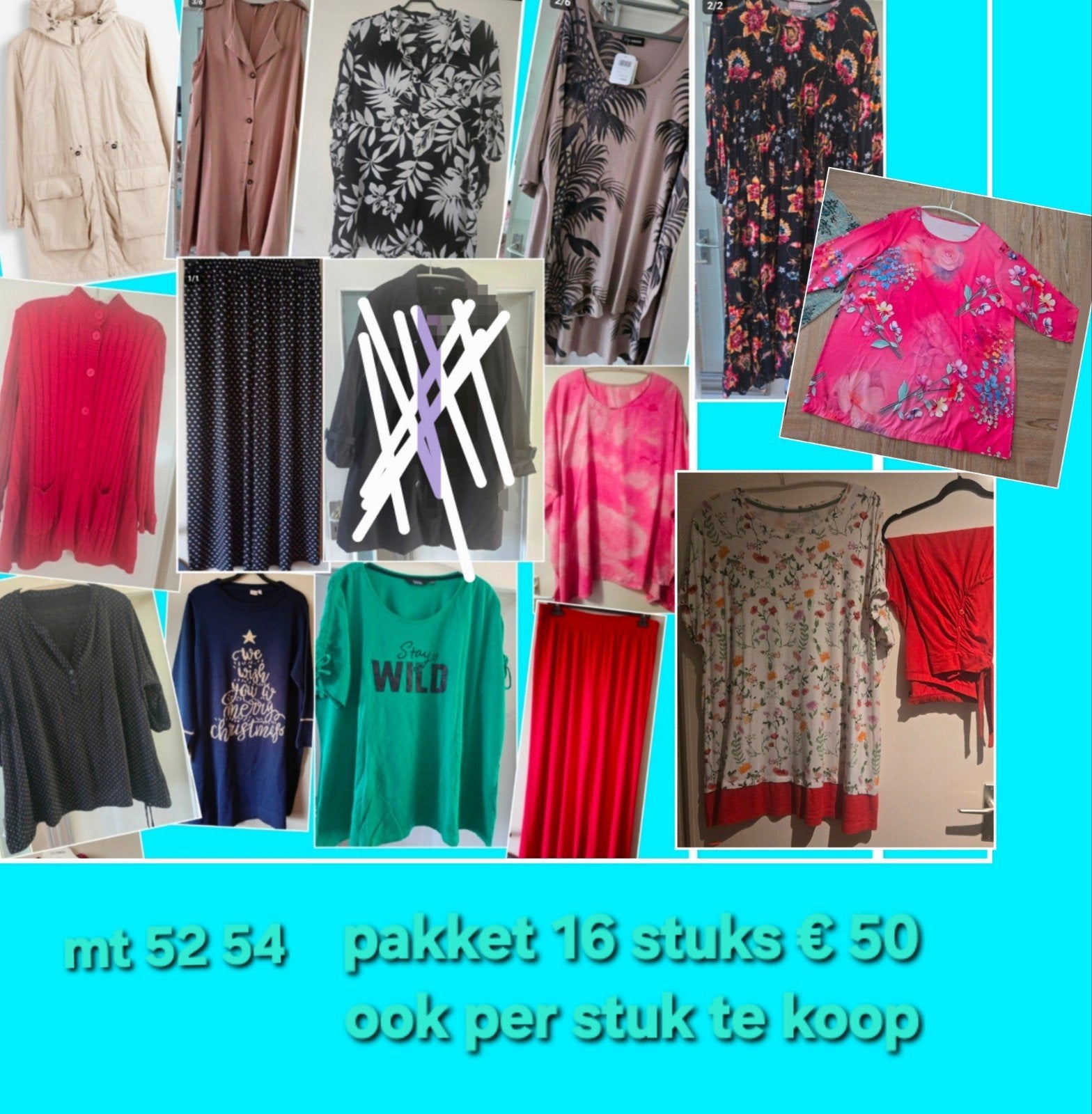 52 54 pakket 15 stuks €50 ook per stuk te koop, Kleding | Dames, Grote Maten, Ophalen of Verzenden, Zo goed als nieuw
