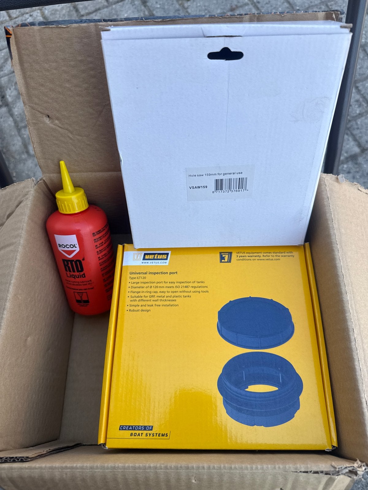 Vetus inspectieluik, gatenzaag en Rocol smeermiddel, Ophalen, Nieuw, Gereedschap
