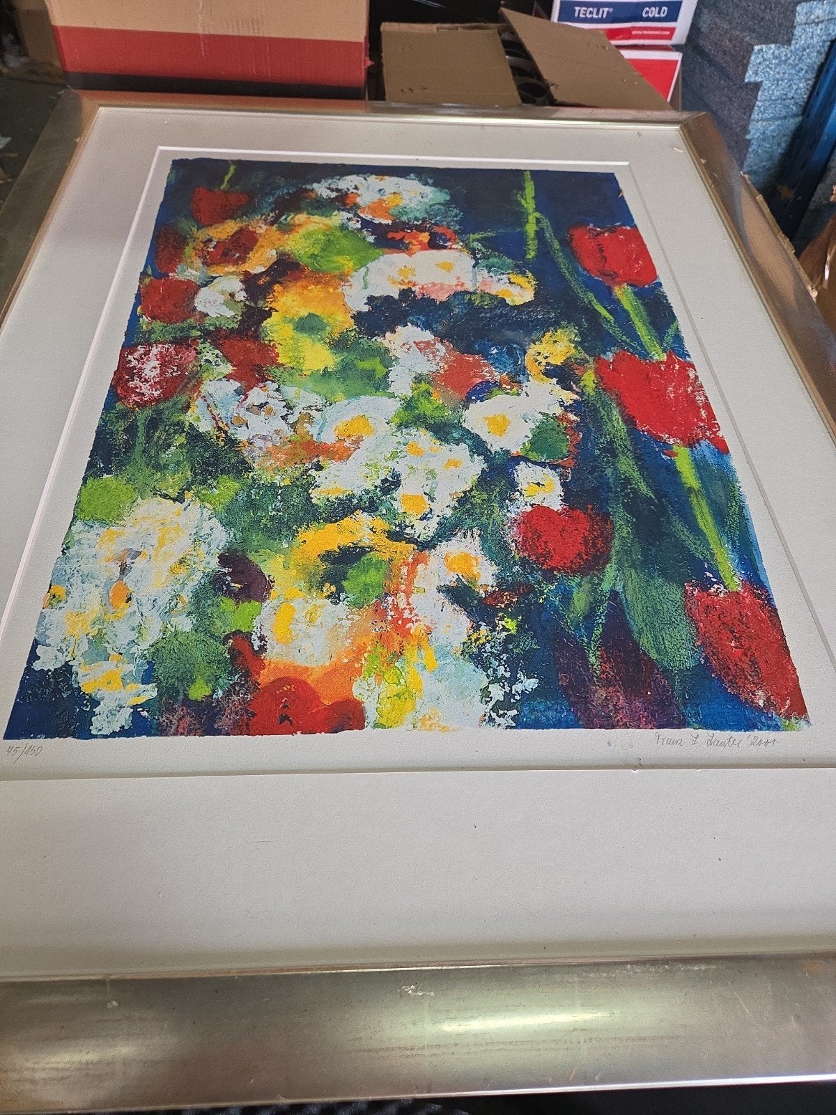 Kleurrijke bloemenprint van Franz L. Santer (2001), Ophalen of Verzenden
