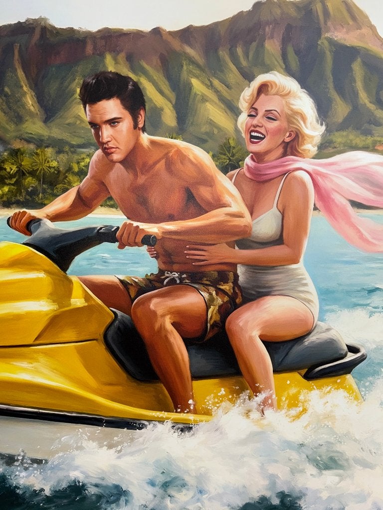 Schilderij XL Elvis Presley & Marilyn Monroe | Aluminium, Antiek en Kunst, Ophalen, Figuren, Olieverf, Gelimiteerde oplage