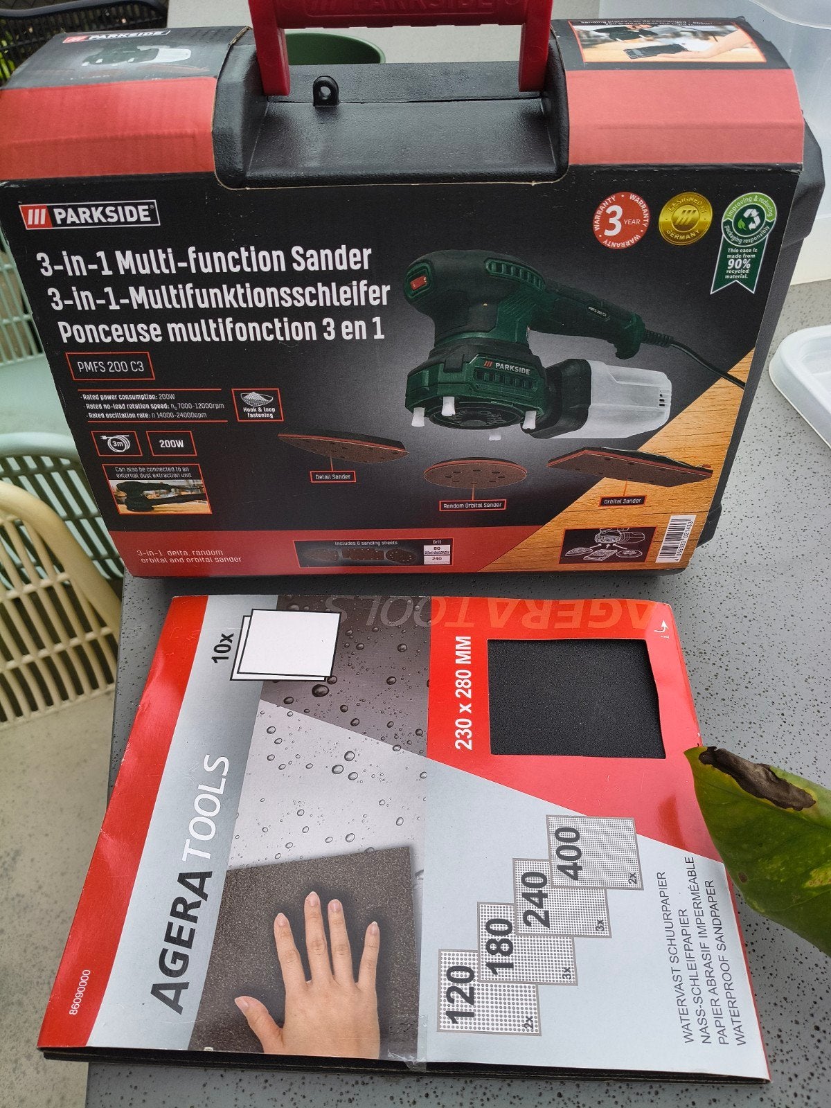 Parkside 3-in-1 Multifunctionele Schuurmachine +schuurpapier, Ophalen, Nieuw, Minder dan 600 watt, Overige typen
