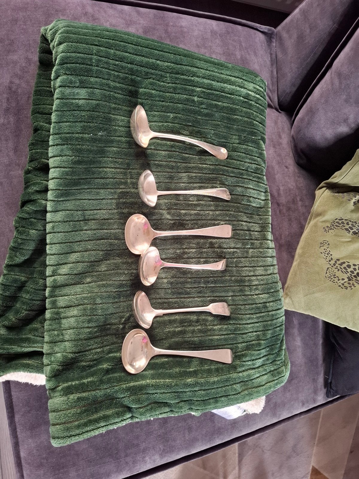 Set van 6 antieke zilveren soeplepels, Ophalen of Verzenden