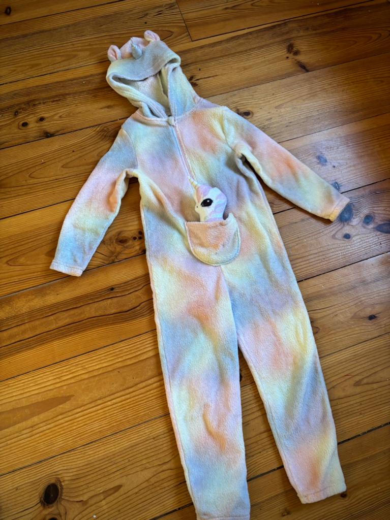 H&M eenhoorn onesie 122 128 zgan incl knuffel, Ophalen of Verzenden, Zo goed als nieuw, Meisje