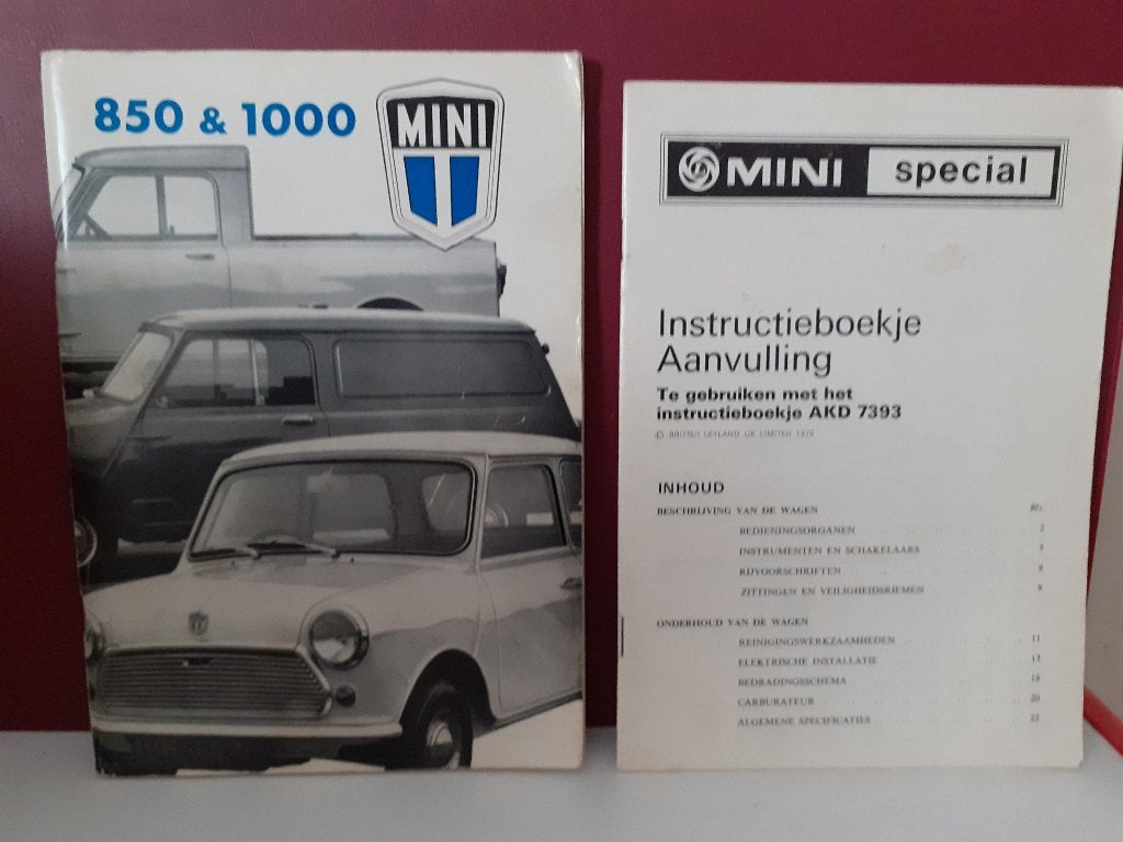 Mini 850/1000 instructieboekje 1975  aanvulling 1100 Special, Ophalen of Verzenden