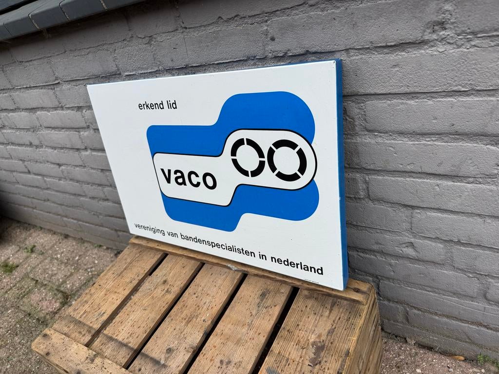 Vaco Erkend Lid Bord - Vereniging Bandenspecialisten, Reclamebord, Gebruikt, ., Ophalen of Verzenden