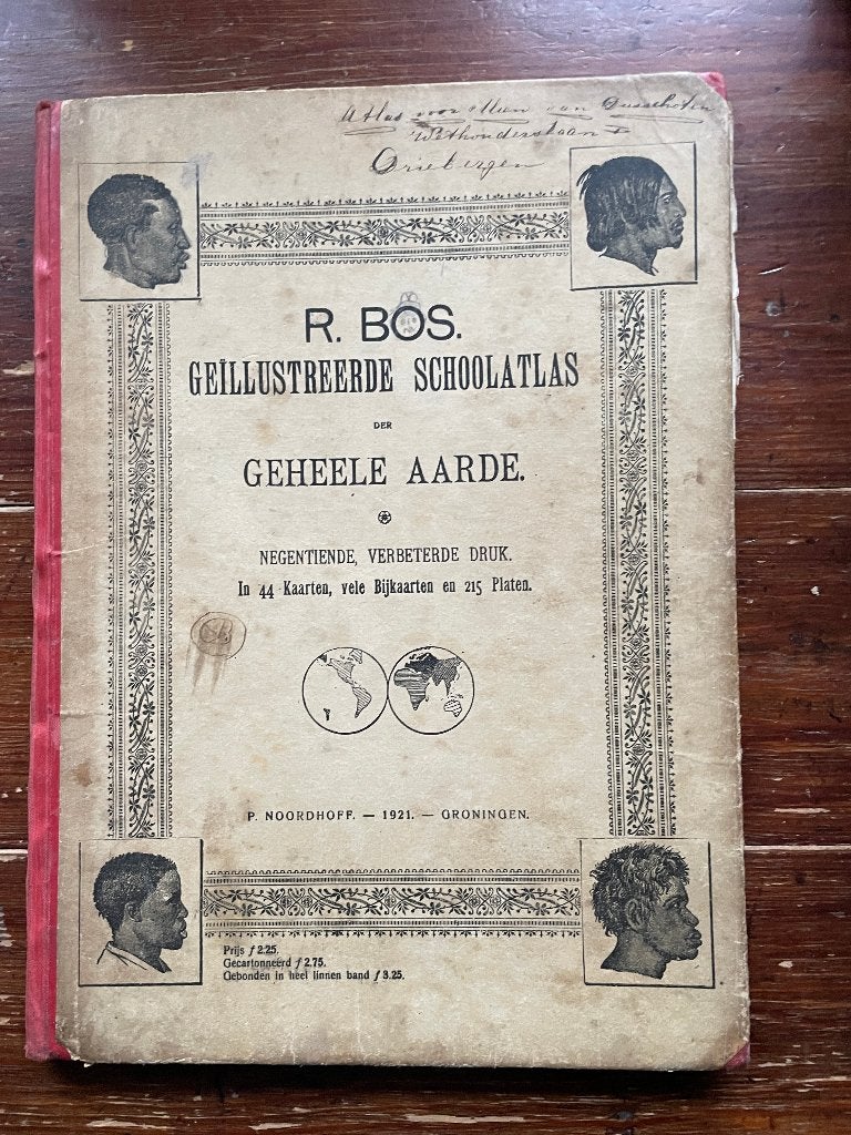 R. Bos Geïllustreerde schoolatlas der geheele aarde 1921, Boeken, Atlassen en Landkaarten, Gelezen, Bosatlas, Ophalen of Verzenden