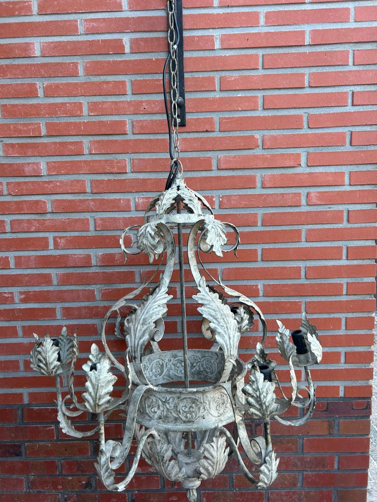 Brocante kroonluchter, Huis en Inrichting, Lampen | Kroonluchters, Ophalen, Gebruikt, Metaal