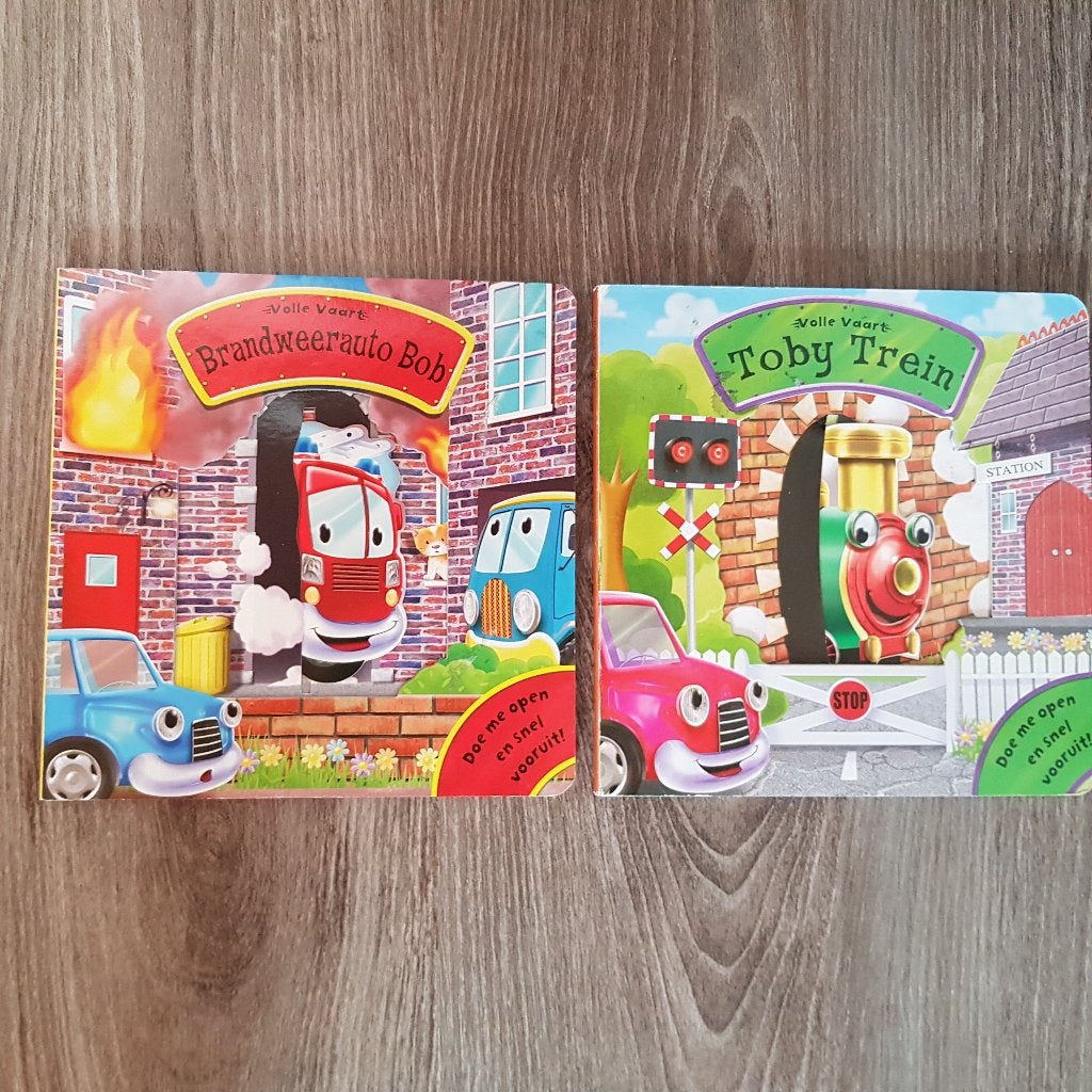 2 UItklapboekjes Toby de trein en Brandweerauto Bob, Boeken, Ophalen of Verzenden, Nieuw, 2 tot 3 jaar