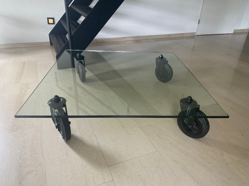 Fontana Arte glazen salontafel 110x110 cm, Ophalen, Gebruikt, Design, Vierkant