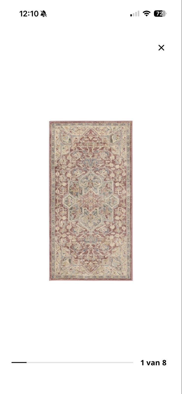 IKEA Vintage roze/beige vloerkleed met klassiek patroon, Ophalen, Gebruikt, 100 tot 150 cm, 50 tot 100 cm