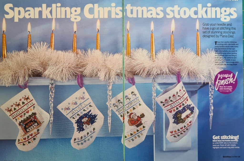 10 mooie Kerst borduurpatronen o.a. Teddybeer, konijn,, Ophalen, Nieuw, Handborduren, Patroon