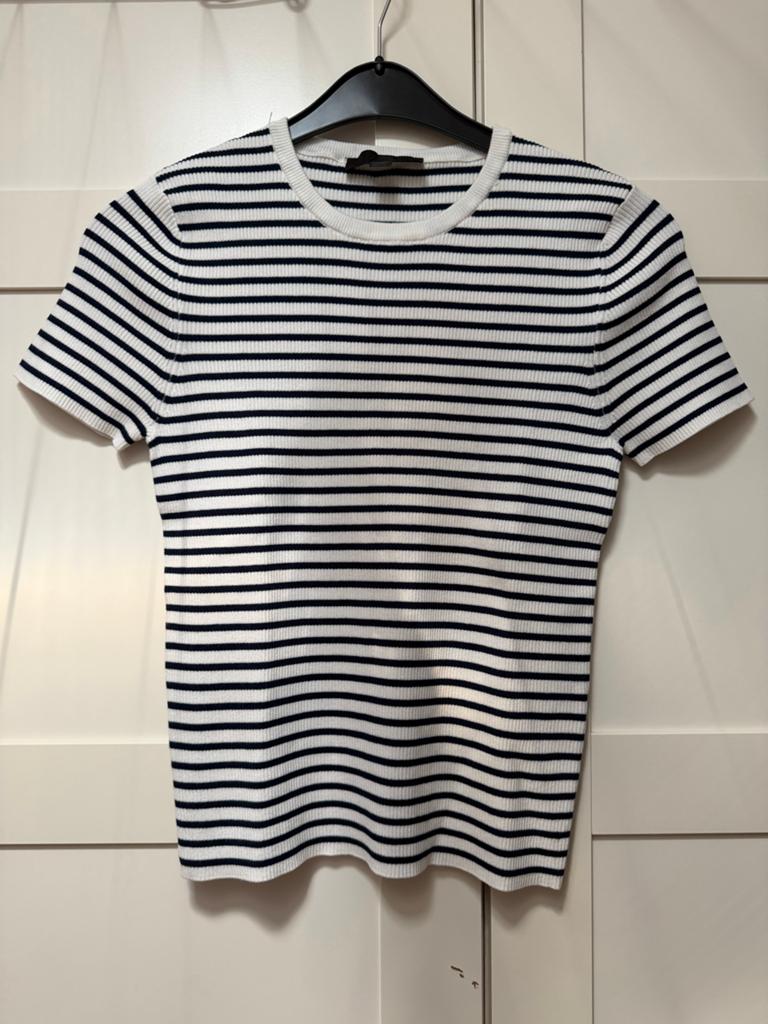 Zara gestreepte top met korte mouwen maat L, Wit, Maat 42/44 (L), Ophalen of Verzenden, Zo goed als nieuw