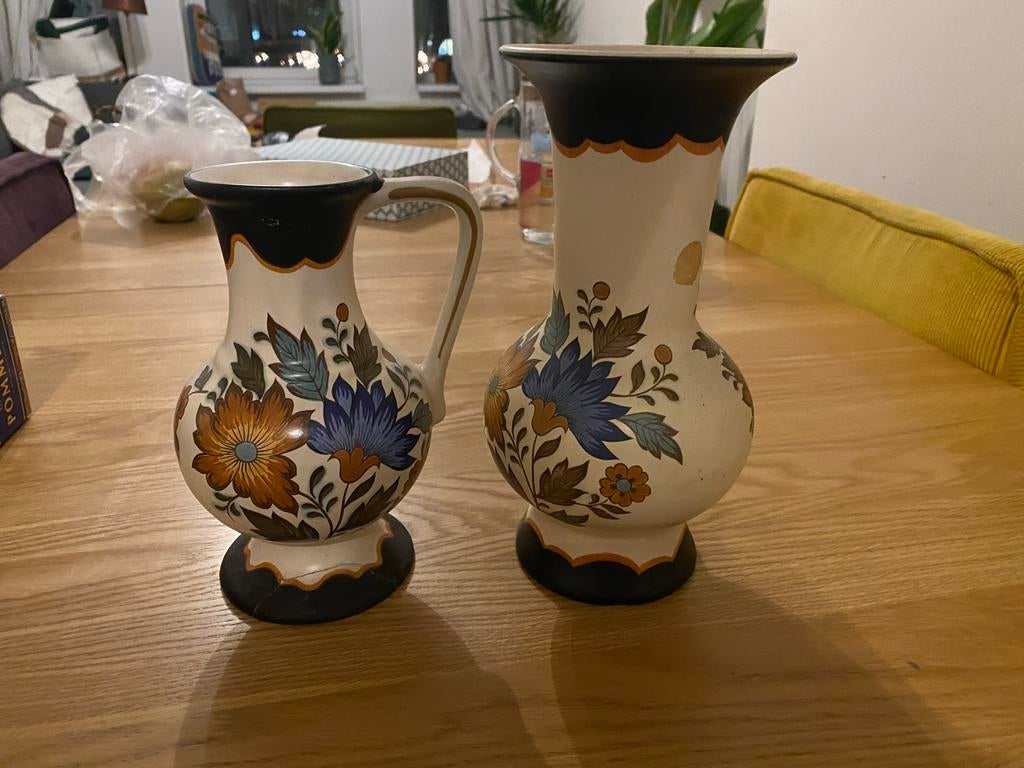 Flora Gouda Holland Handwerk Vazen Set, Antiek en Kunst, Ophalen of Verzenden