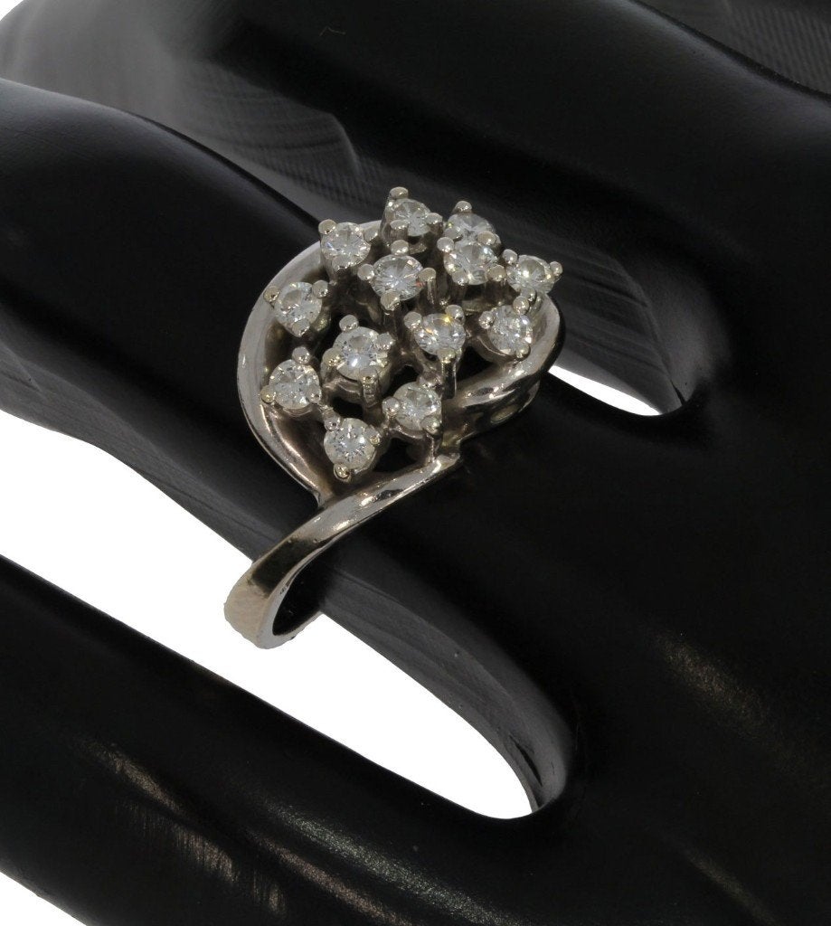Diamanten rozet 14k gouden luxe briljant ring dame entourage, Voordeelsieraden, Ophalen of Verzenden, Met edelsteen, Dame