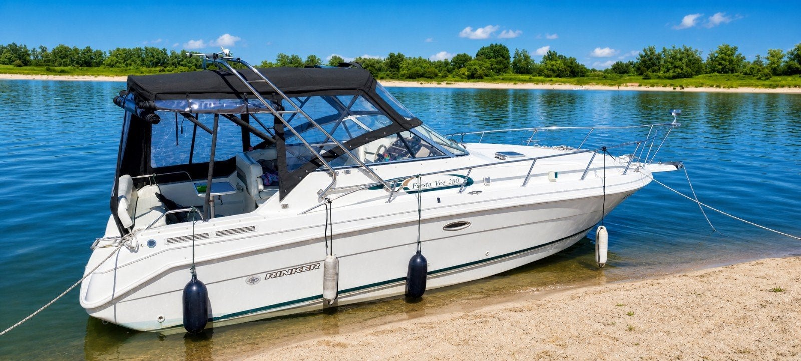 Rinker Fiesta Vee 280 - 2x 5.0 Mercruiser EFI, In topstaat, Ophalen of Verzenden, Polyester, Koelkast
