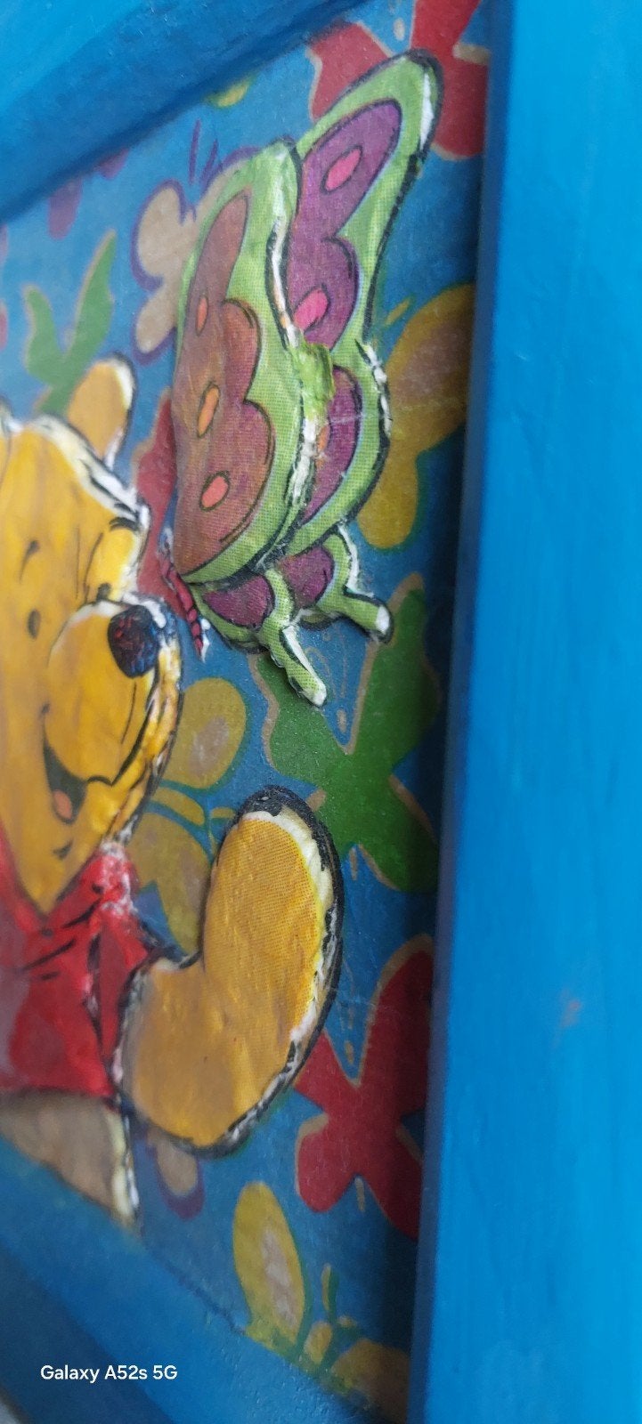 TE KOOP. DECOUPAGE WINNIE DE POOH IN 3D LIJST, 21 cm, 21 cm, Handgemaakt, Ophalen of Verzenden