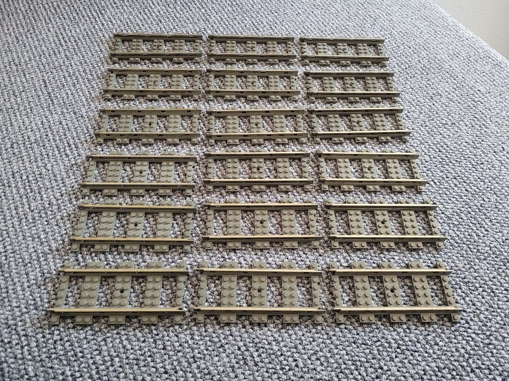 Partij O210=18x Lego trein rails recht 9v, Lego, Lego, Gebruikt, Lego