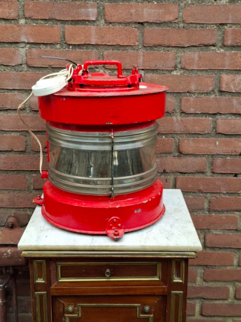 Grote rode ijzeren scheepslamp, Ophalen of Verzenden, Gebruikt