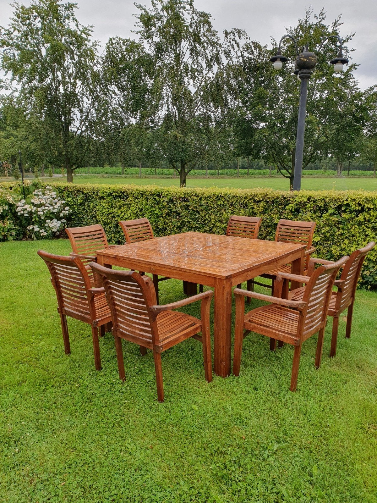 Teakhouten tuinset 140x140, Tuin en Terras, Ophalen, Teakhout