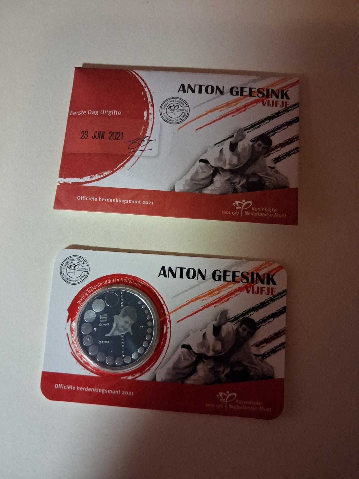 1 st dag coincard Anton Geesink 2021., Ophalen of Verzenden, Koningin Beatrix