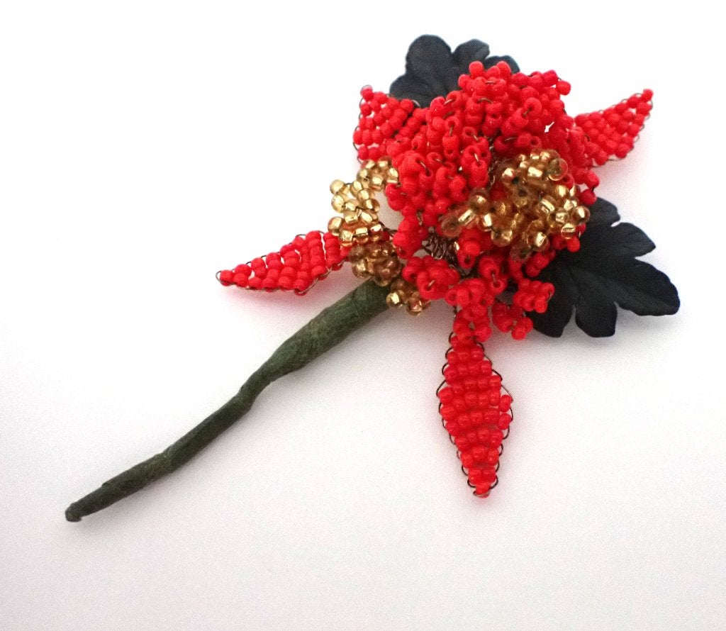 Vintage broche van kleine kraaltjes, Verzenden, Zo goed als nieuw, Overige materialen