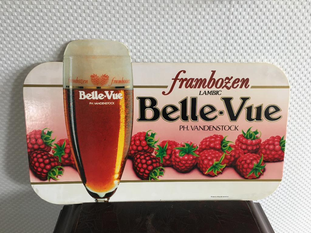bierreclame plaat Belle vue Belgie, Verzenden, Zo goed als nieuw, Reclamebord, Plaat of Schild, Overige merken