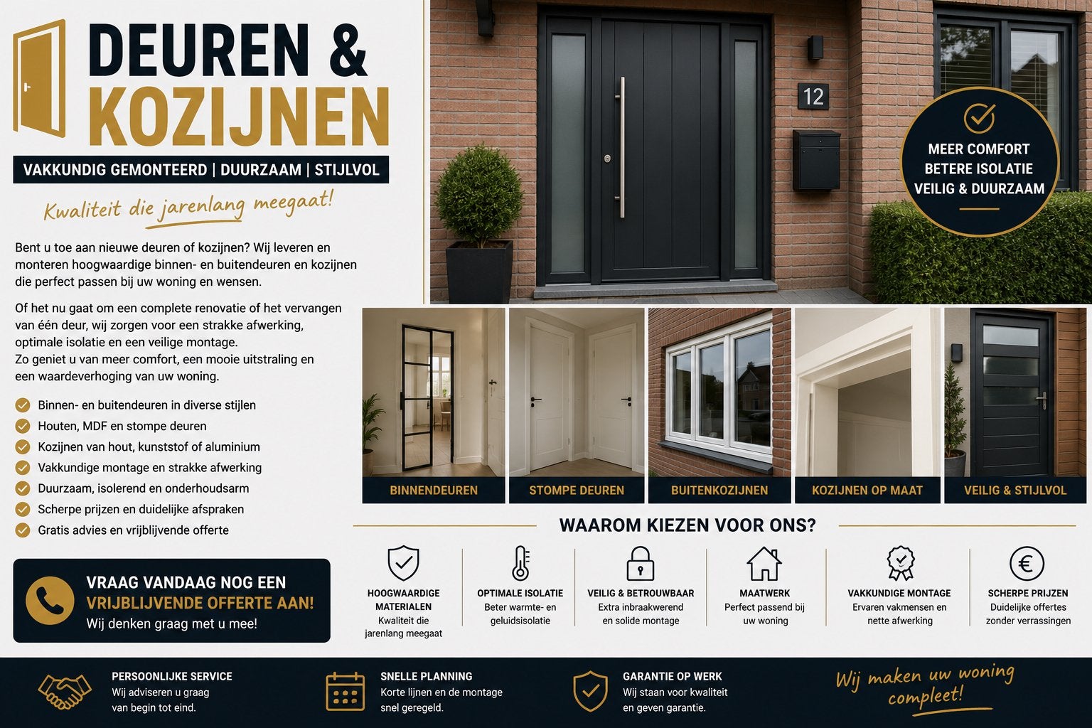 Deuren & Kozijnen – Stijlvol, Veilig & Vakkundig Gemonteerd, 215 cm of meer, Binnendeur, Nieuw, Glas