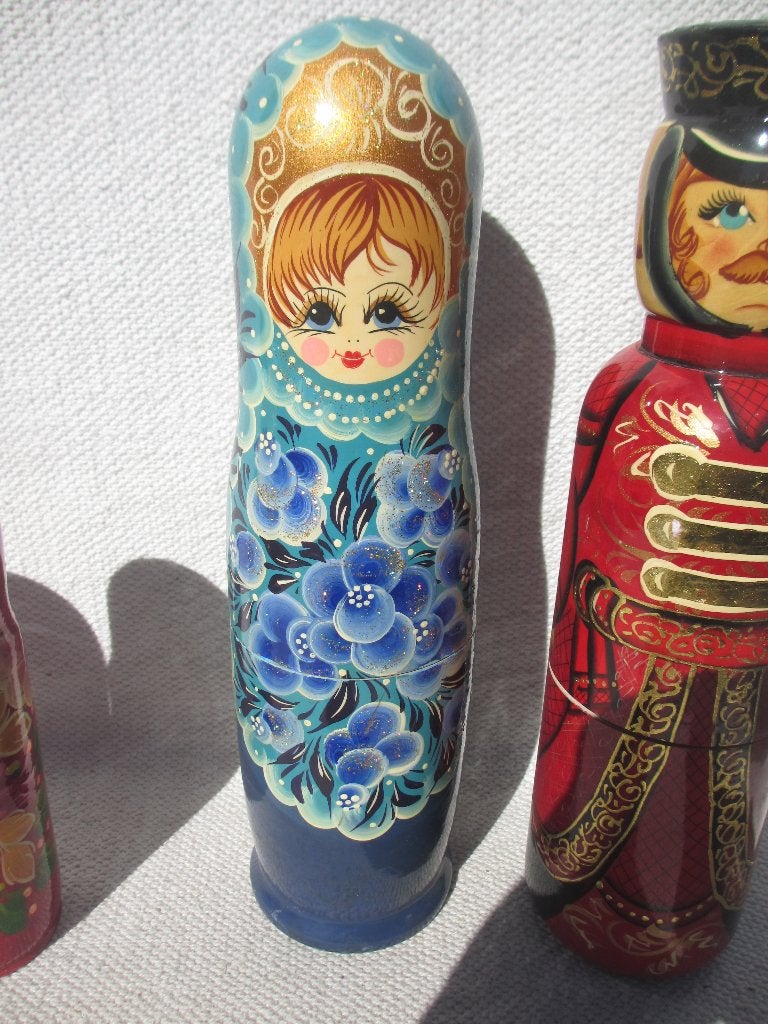 2x Russische Matroesjka flessenhouders 2x Matroesjka pop, Antiek en Kunst, Ophalen of Verzenden