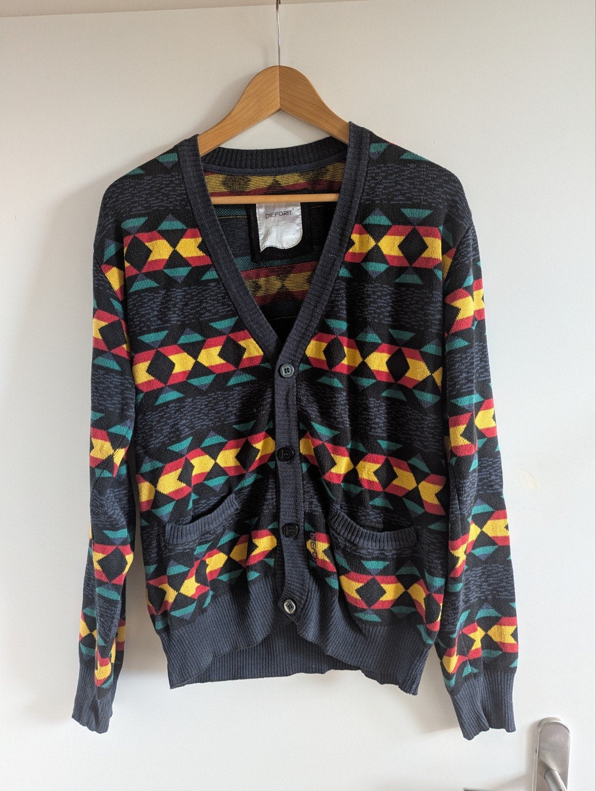 Kleurrijk gebreid vest vintage ugly sweater, Ophalen of Verzenden, Zo goed als nieuw, Meerkleurig