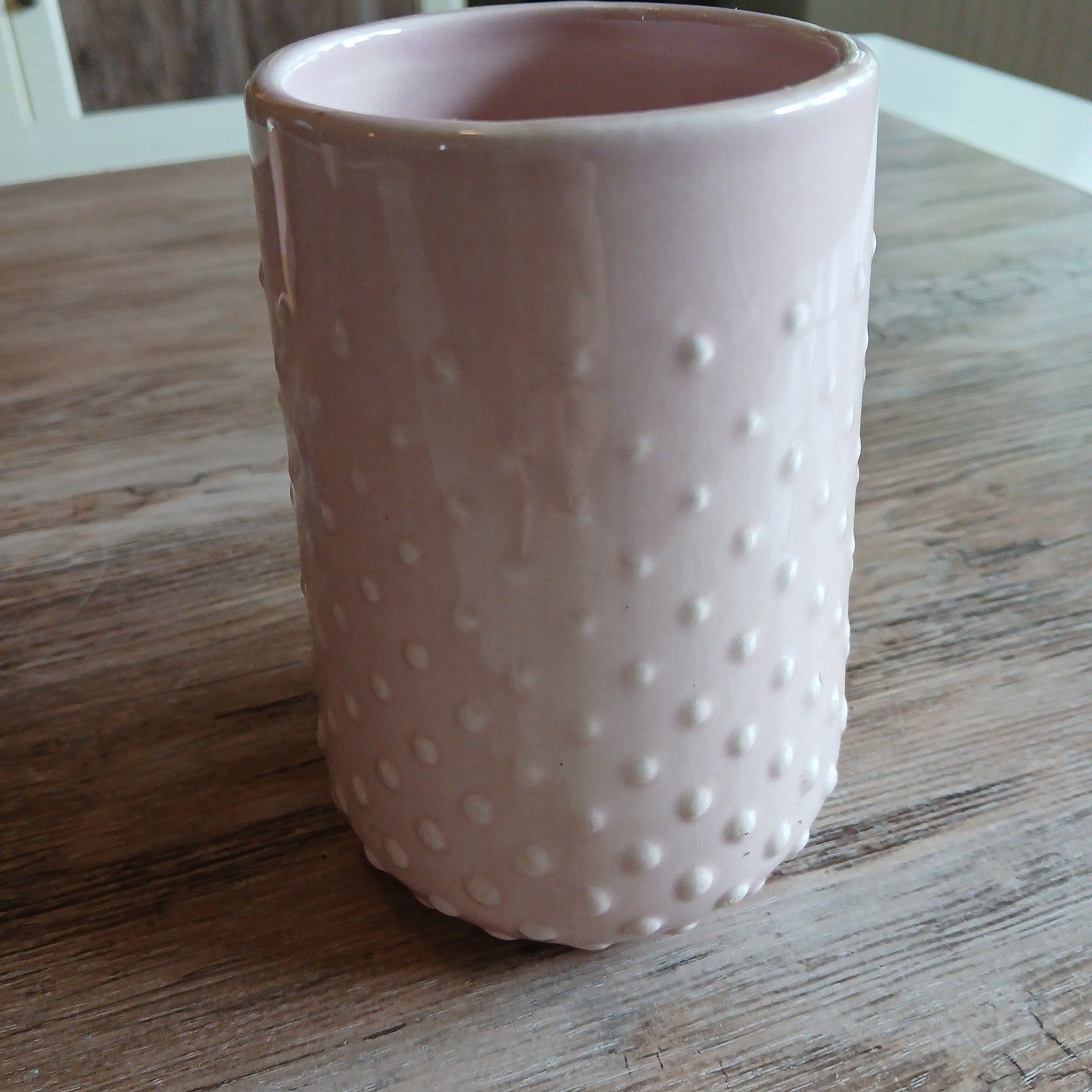 Roze vaasje met nopjes van Hema, Ophalen of Verzenden, Zo goed als nieuw, Roze, Steen/keramiek