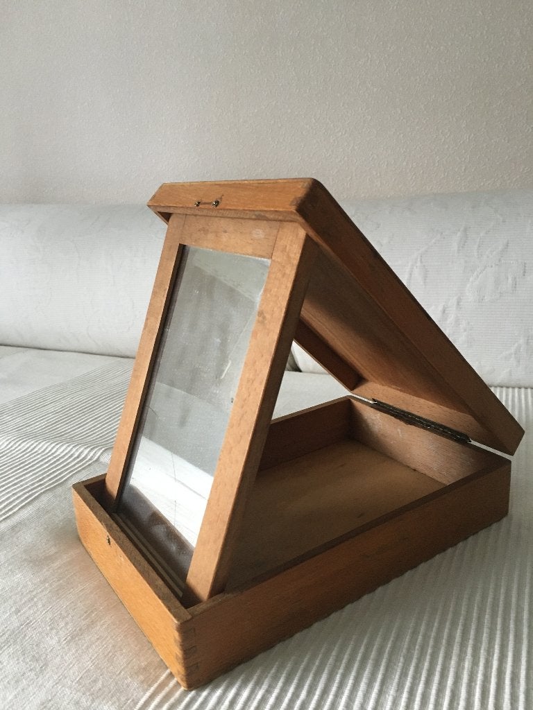 Vintage scheerkistje hout, Antiek en Kunst, Curiosa en Brocante, Ophalen
