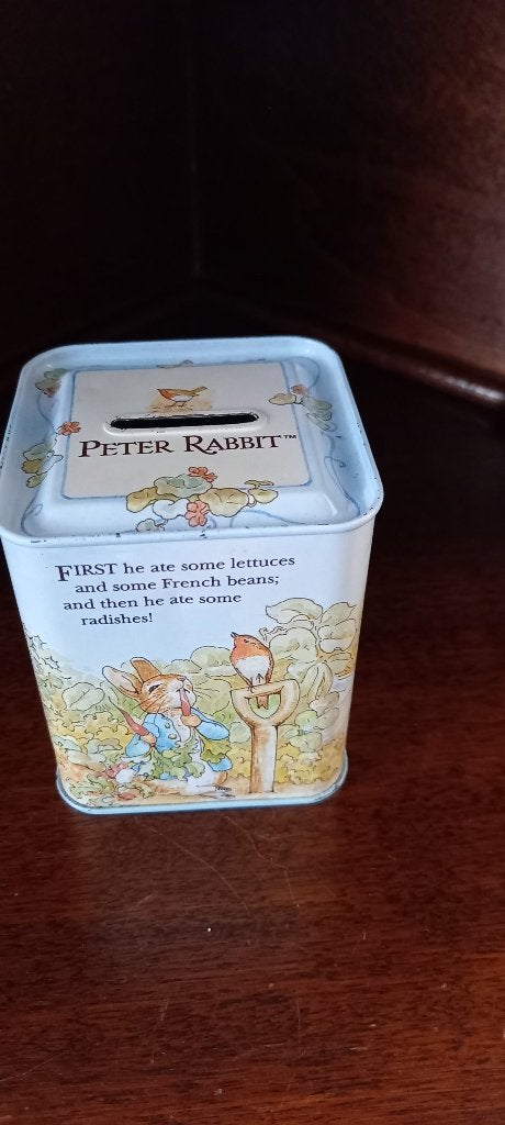 Beatrix Potter Peter Rabbit spaarpot blik, Verzamelen, Ophalen of Verzenden, Gebruikt, Overige, Overige merken