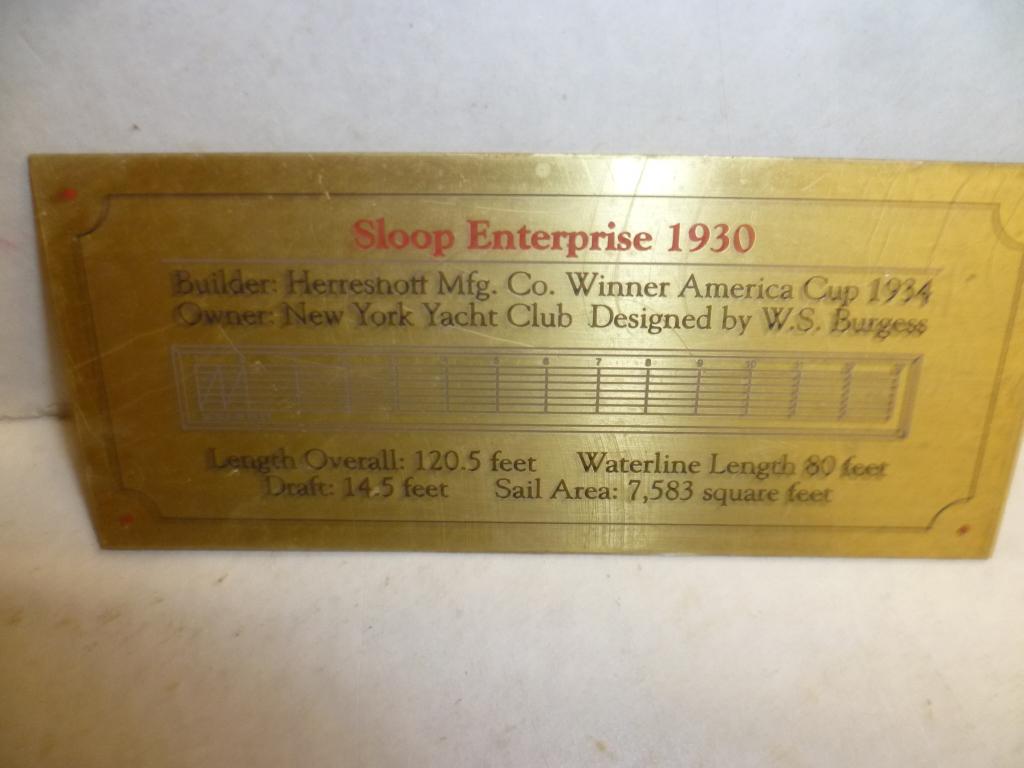 Koperen plaquette sloop Enterprise 1930 10,5x4,5cm scheepvaa, Verzamelen, Scheepvaart, Zo goed als nieuw, Overige typen, Ophalen of Verzenden
