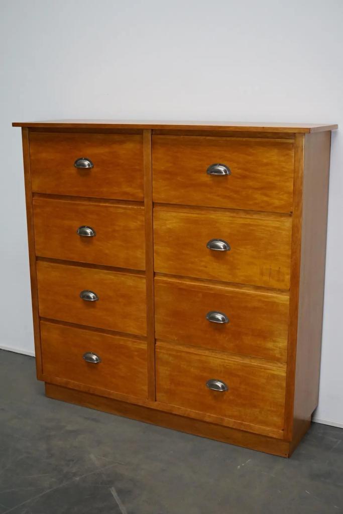 Duitse Eiken Apotheekkast, Midden 20e Eeuw, Niet ingevuld, Gebruikt, 100 tot 150 cm, 5 laden of meer